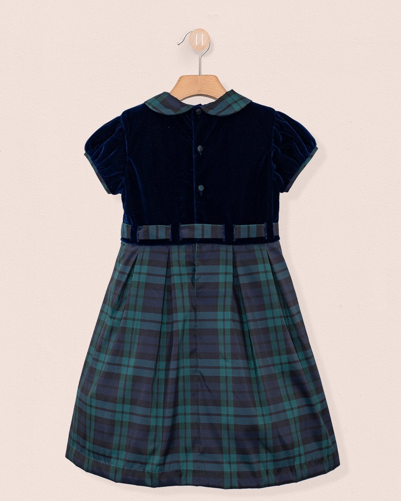 Christelle Velvet Black Watch Plaid Dress
